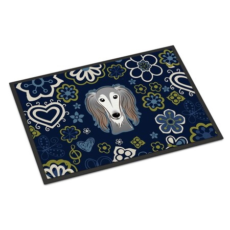 Carolines Treasures 24 x 36 in. Blue Flowers Saluki Indoor or Outdoor Mat BB5080JMAT